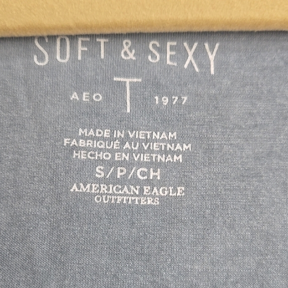 American Eagle Outfitters Blue Relaxed Tie Front Blouse - Picture 3 of 7